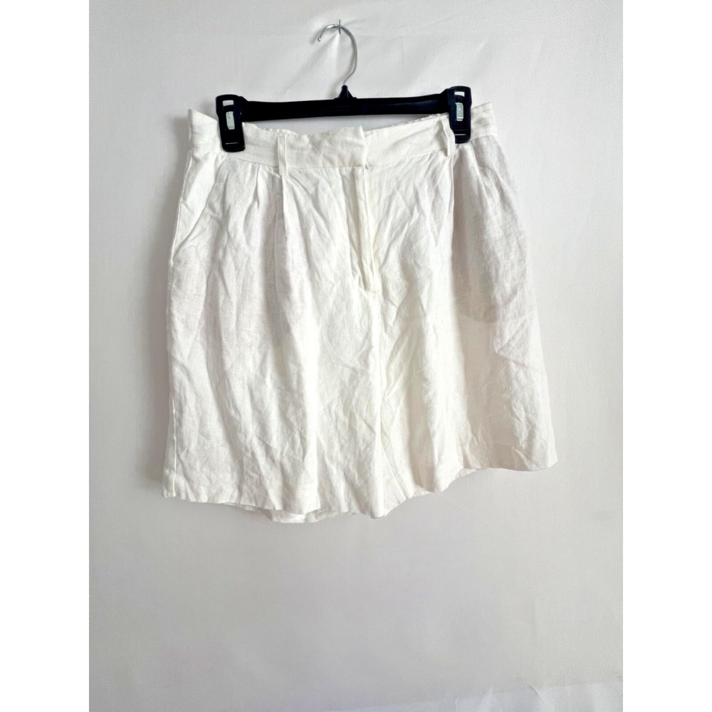 Rachel Zoe Linen Shorts Womens 8 White Hi Rise Trouser Flowy Minimal Nancy Meyer